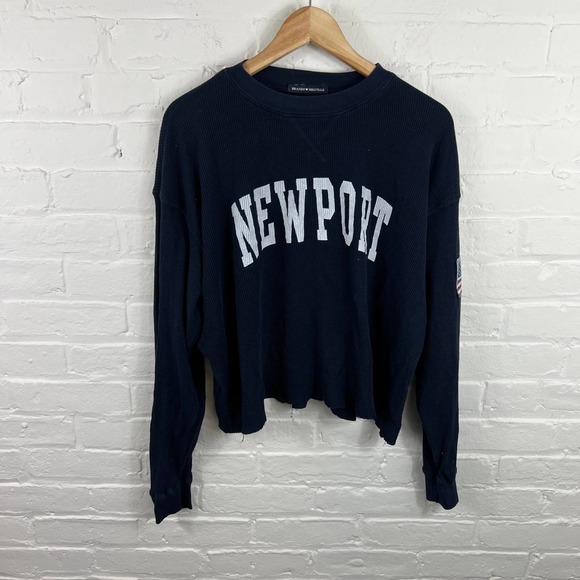 Brandy Melville Tops - Brandy Melville Women's New Port Graphics Sweatshirt Long Sleeves Navy Size O